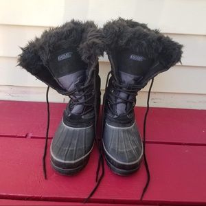 Khombu Black Faux Fur Winter Boots sz 11